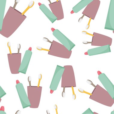 Diş fırçası basit, pürüzsüz desen. Çizgi film biçimi arkaplanı.