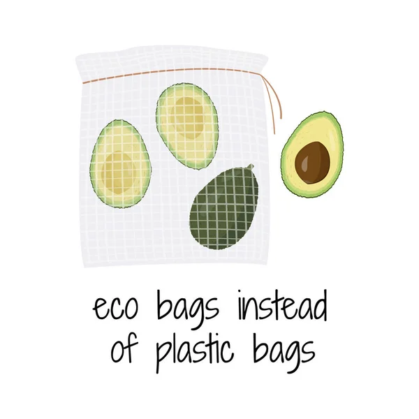 Textile eco bag vector illustration. Zero waste concept.
