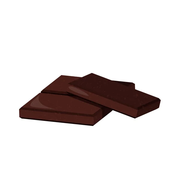 Dunkle Schokolade Isoliert Auf Weißem Hintergrund Schokoladenstücke Vektorillustration — Stockvektor