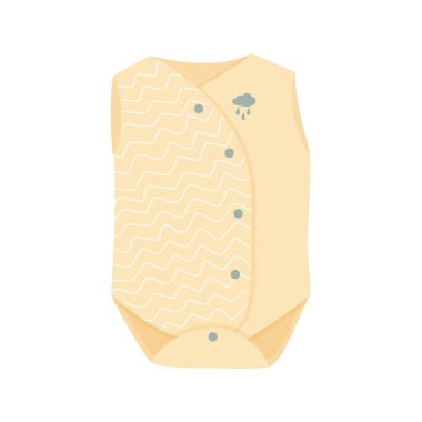 Beyaz arka planda izole edilmiş. Şirin yeşil bebek kıyafetleri çizimi.