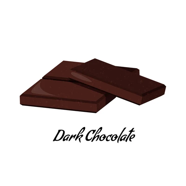 黑巧克力在白色背景上被隔离 巧克力片 病媒图解 — 图库矢量图片