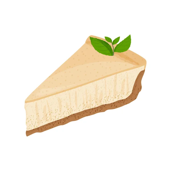 Ilustração Doce Vetorial Isolada Sobre Fundo Branco Sobremesa Clássica Cheesecake —  Vetores de Stock