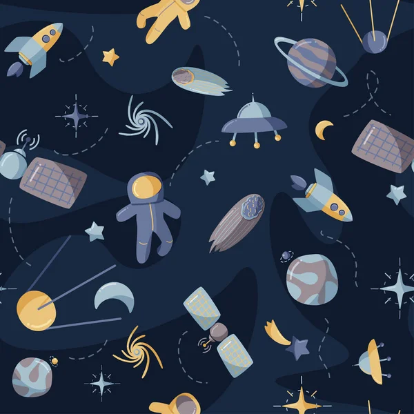 Mignon motif sans couture de l'espace. Enfants colorés arrière-plan . — Image vectorielle