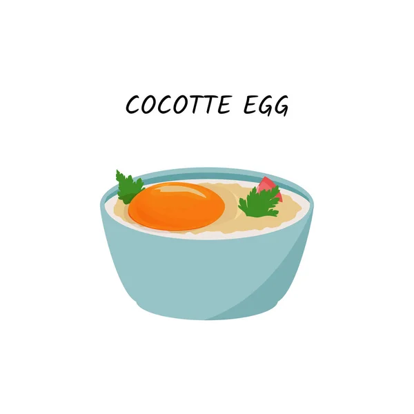 Cocotte huevo vector ilustración. Aislado sobre fondo blanco . — Vector de stock