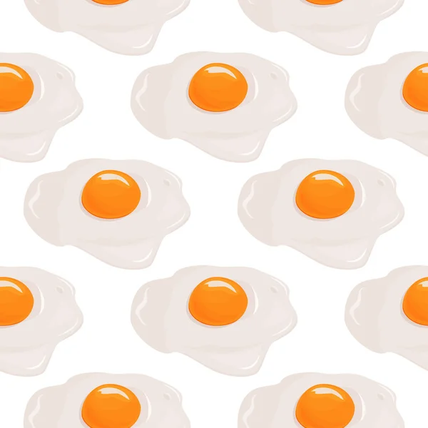 Fried eggs seamless pattern. Food background. Morning meal. — Stock Vector