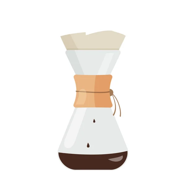 Weg Kaffee Kochen Glasfilter Isoliert Auf Weißem Hintergrund Einfache Kaffee — Stockvektor