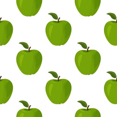 Yaz parlak meyve arka planı. Taze yeşil elmalar pürüzsüz vektör patırtısı.