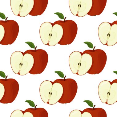 Yaz parlak meyve arka planı. Taze kırmızı elmalar pürüzsüz vektör patırtısı.