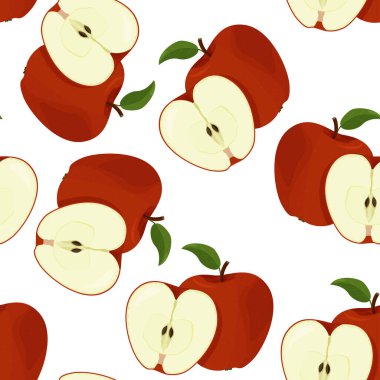 Yaz parlak meyve arka planı. Taze kırmızı elmalar pürüzsüz vektör patırtısı.