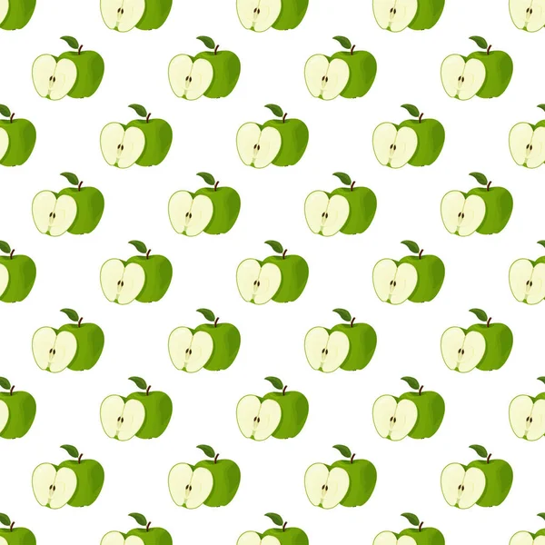 Été Fond Fruits Lumineux Pommes Vertes Fraîches Motif Vectoriel Sans — Image vectorielle