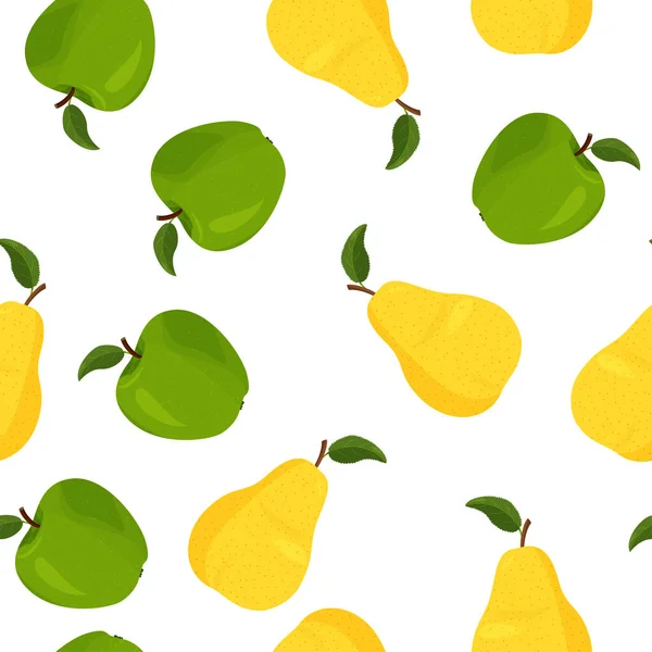 Lumineux Fond Été Poire Jaune Fraîche Motif Sans Couture Pomme — Image vectorielle