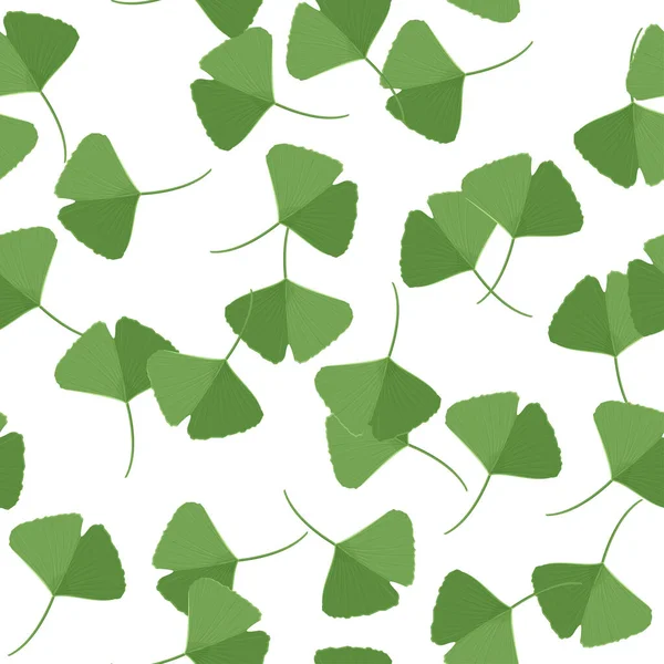 Естественный Простой Фон Бесшовный Узор Зелеными Листьями Гинкго — стоковый вектор