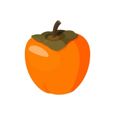 Renkli hurmanın parlak vektör çizimi. Beyaz arkaplanda izole edilmiş taze çizgi film hurması.