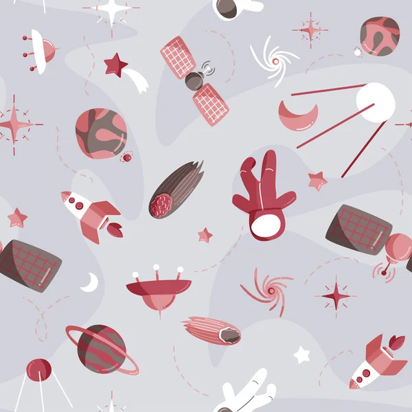 Cute space seamless pattern. Colorful kids background.