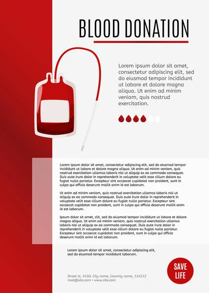 Tıbbi Sanatta Kan Kabı Çizimi Kan Bağışı Grafik Tasarım Şablonu — Stok Vektör