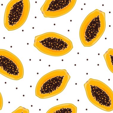 Kusursuz yaz şablonu. Tohumları olan parlak tropikal meyve papayası.