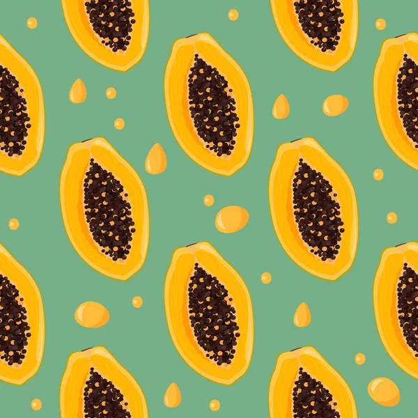 Kusursuz yaz şablonu. Tohumları olan parlak tropikal meyve papayası.