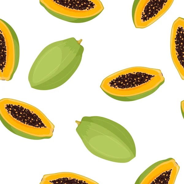 Kusursuz yaz şablonu. Parlak tropikal meyve papayaları, tohumlarla dolu yarım bir bölüm..