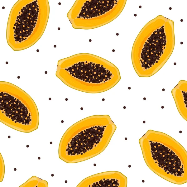 Kusursuz yaz şablonu. Tohumları olan parlak tropikal meyve papayası.