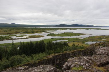 İzlanda'daki Thingvellir yakınındaki güzel rift Vadisi