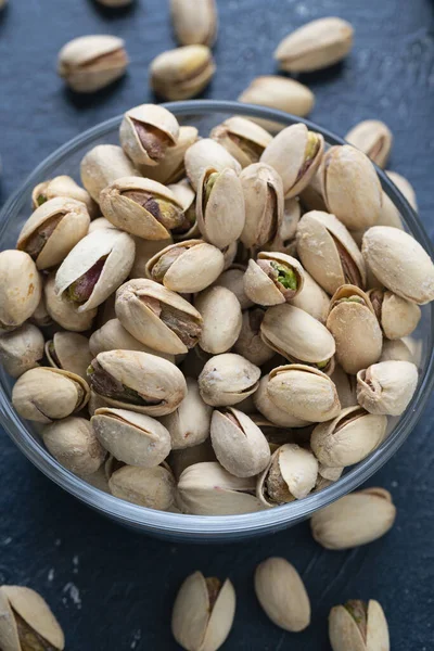 Roasted Salted Pistachios Glass Bowl Royalty Free Stock Photos