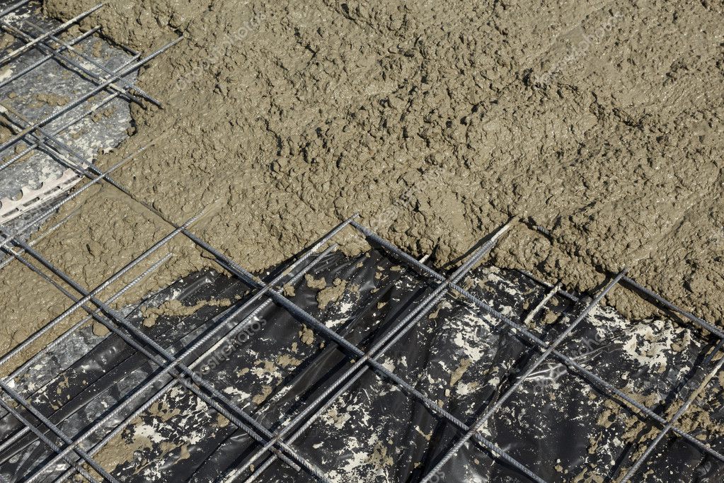 Steel Reinforcing Mesh With Freshly Poured Concrete Slab Stock Photo By C Mahlebashieva Yahoo Com 126364612