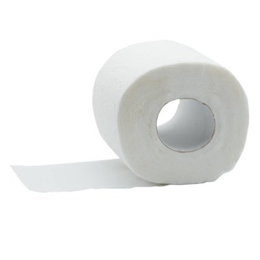 Beyaz arka planda izole edilmiş beyaz tuvalet kağıdı