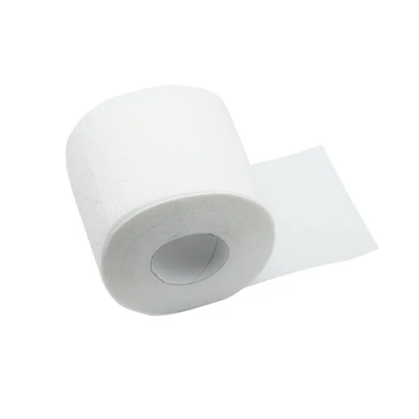 Papel Higiénico Branco Isolado Sobre Fundo Branco — Fotografia de Stock