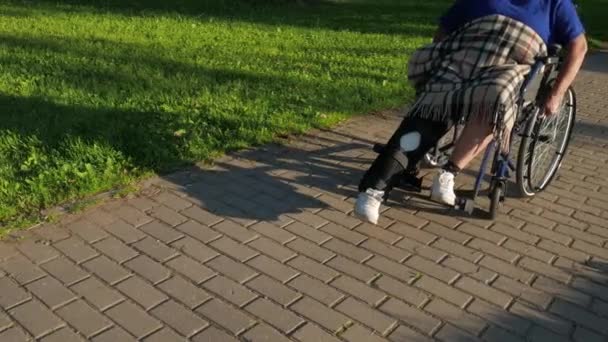 Femme handicapée en fauteuil roulant — Video