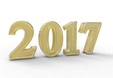 Beyaz arka plan ile 3d illüstrasyon renkli yılbaşı 2017