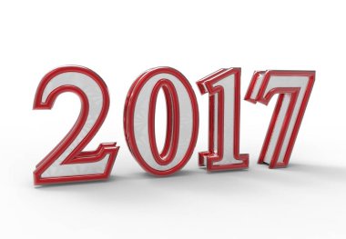 Beyaz arka plan ile 3d illüstrasyon renkli yılbaşı 2017