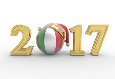 Beyaz arka plan ile 3d illüstrasyon renkli yılbaşı 2017