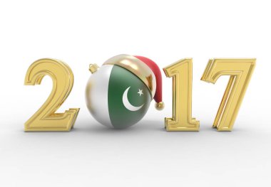 Beyaz arka plan ile 3d illüstrasyon renkli yılbaşı 2017