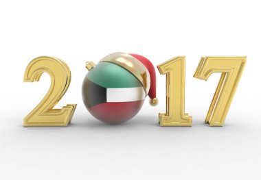 mutlu yeni yıl 2017 beyaz arka plan 3d çizim ile altın