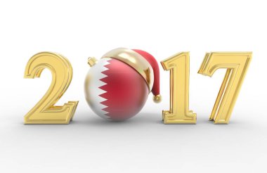 mutlu yeni yıl 2017 beyaz arka plan 3d çizim ile altın