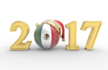 mutlu yeni yıl 2017 renkli arka plan ile 3d çizim altın