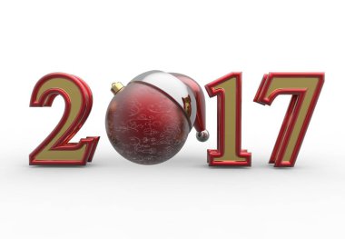 mutlu yeni yıl 2017 renkli arka plan ile 3d çizim altın