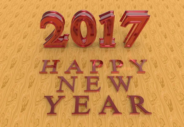 Happy new year 2017 gold with colored background 3d illustration — Stock Photo, Image