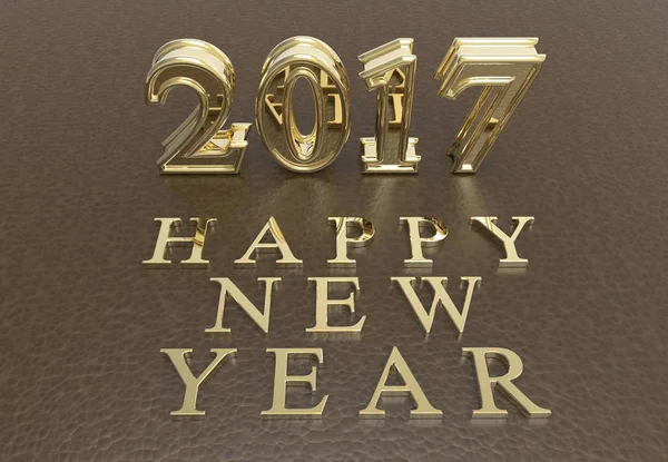 happy new year 2017 gold with colored background 3d illustration