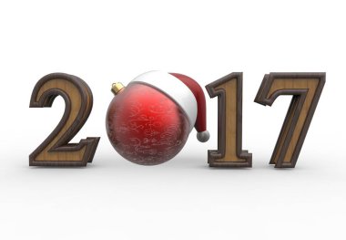 mutlu yeni yıl 2017 renkli arka plan ile 3d çizim altın