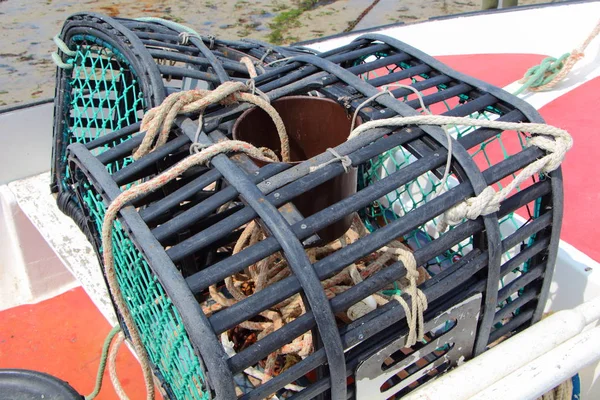 Αστακός γλάστρες σε μια βάρκα — Φωτογραφία Αρχείου