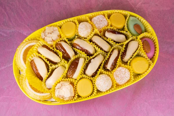 Almond paste candies and dates