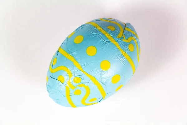 Chocolate Egg Wrapped Blue Paper Easter — Stock Photo, Image