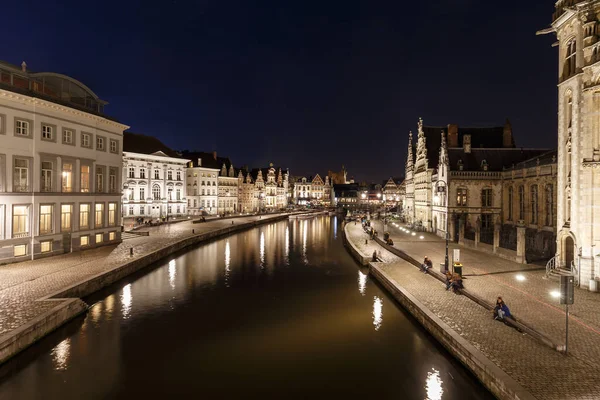 City center Gent Belgium by night — Stock Photo, Image