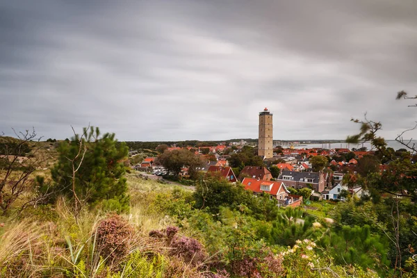 Brandaris deniz feneri ile West Terschelling — Stok fotoğraf