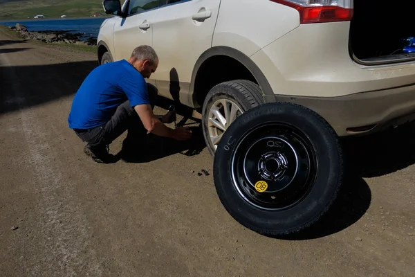 Nederland Oktober 2017 Man Vaststelling Van Auto — Stockfoto