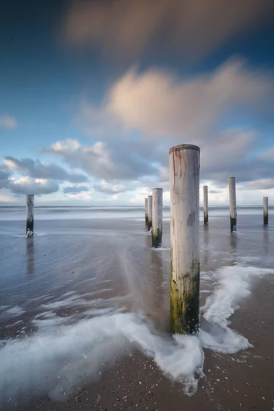 Πόλοι Για Την Παραλία Του Petten Κάτω Χώρες Κατά Διάρκεια — Φωτογραφία Αρχείου