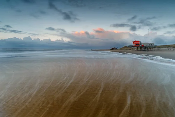 Lifeguardhouse Beach Sunset Wind — Stock Photo, Image