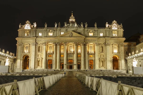Por Noche Plaza San Pedro Vaticano — Foto de Stock