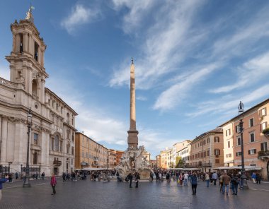 Rome, İtalya - Kasım, 2018: Fontana del Moro Piazza Navona